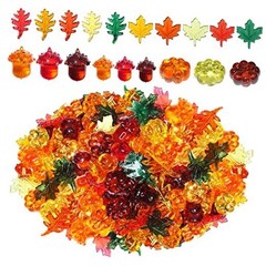 HADDIY Vase Filler – 165 Pcs Acrylic Pumpkin Leaves Acorn Gems Sensory Bin Fall