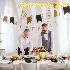 100 Pcs Black Place Cards and Gold Pen for Weddings, Name with Gold…