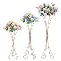 3 pcs Gold Wedding Table Hourglass-shaped Flower Stand For Anniversary Ceremony