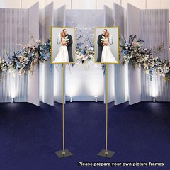 Set Of 2 Gold Wedding Reception Welcome Display Stands Floor Mount
