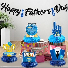 Happy Father’s Day Decorations Banner Table Honeycomb Centerpiece for Party, 3D