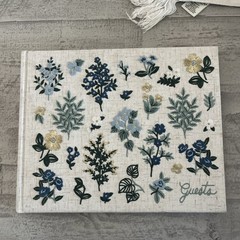 Rifle Wildwood Embroidered Fabric Blue Gold Whimsical Cottage Floral Guest Book