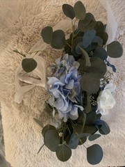 Lot Of 3 Blue Hydrangea & White Bridal Bouquet Bridesmaid Wedding Flowers