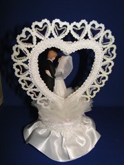 New Elegant Bride & Groom, Braided white decor Heart Arch & Wedding CakeTop #172