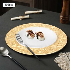 100PCS Gold Charger Plates 13 in Round Plastic Gold Chargers for Dinner Plates