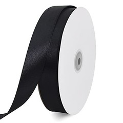 1 Inch x 100yds Satin Ribbon, Thin Solid Color Satin 1 in x 100 yds Black