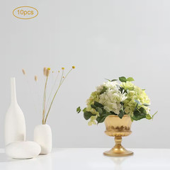 5.9 In. Tall Metal Flower Holder Wedding Decoration Table Mini Trumpet in Gold D