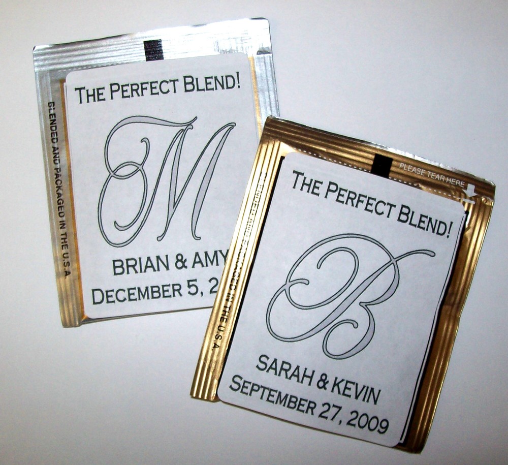 30 MONOGRAM WEDDING TEA BAG LABELS FAVORS