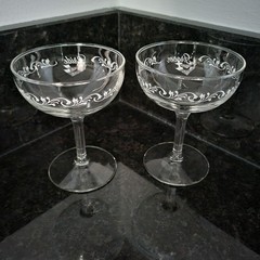 Vintage Bride Groom Wedding Toasting Champagne Wine Glasses