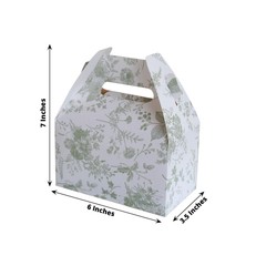 25 SAGE GREEN Tote Favor BOXES Floral Printed Gift Holders Party Decorations