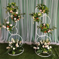 2X White Hoop Pillar Flower Stand Metal Wedding Arch Party Stage Photo Backdrops