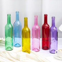 Zhehao 12 Pieces Colored Wine Bottles 750ml Empty Decorative Glass Cute Color