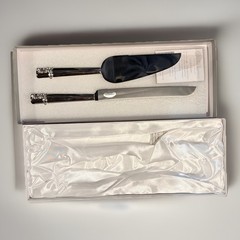 Things Remembered Silver Wedding Cake Knife and Server Set LOVE Handle In Box