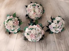 Blush Pink Sola Wood Bridal Bouquet Cream Bridesmaid Wedding Decor Flowers Prom