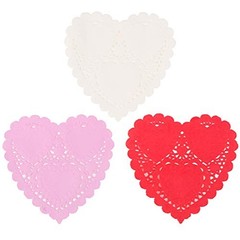 4 Inch 260pc Valentine’s Day Heart Doilies Paper Placemats Bulk for Cake,