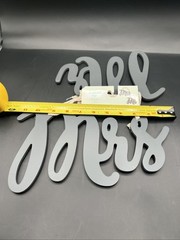 Mr & Mrs Wood Cut Words Sign Wedding 2 Pieces – Black- Chalkboard