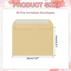 50Pcs Self Sealing Envelopes 7.8×5.5 Inch for Invitations A7 Brown