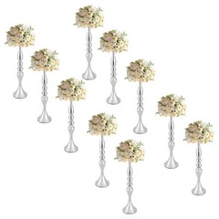 Set of 10 Silver Iron Mermaid Wedding Vases 50 cm Table Centerpieces