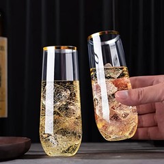 48 Pack Plastic Stemless Champagne Flutes, Disposable Unbreakable 9 Oz