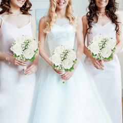 Burnt Orange & Ivory Bridesmaid Bouquet Set of 6 – Premade Floral Arrangements