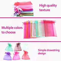 100 Pcs Organza Bags, 4X6Inches, Random 10 Colors, Drawstring Favor Pouches, Per