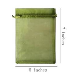 Pack of 100 Gift Organza Bags with 5×7 inch 1 Count (Pack of 100) Light Green