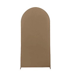 7 ft TAUPE Matte Fitted Spandex Round Top Arch Backdrop STAND COVER Party