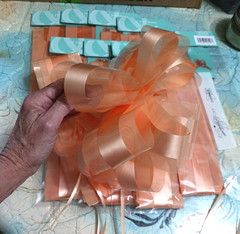 Peach Pew Bows with tulle. 16 Large Wedding Pew Bows Wedding Aisle Decorations