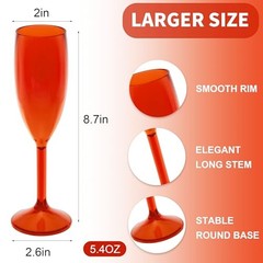 Pcs Champagne Flutes 5.4OZ Plastic Champagne Glasses Wine Glasses 12 Red