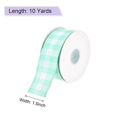 Plaid Check Ribbon, 1.5 Inch x 10 Yards Gingham Ribbon, Turquoise
