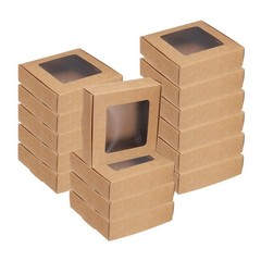 16Pcs Kraft Soap Boxes 4.1″ x 4.1″ x 1.2″ Mini Kraft Treat Boxes Light Brown