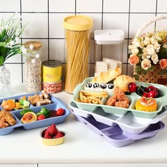 Pinkunn 12 Pcs 13 Large Divided Wheat Straw Plates Modern Style Reusable Safe 5