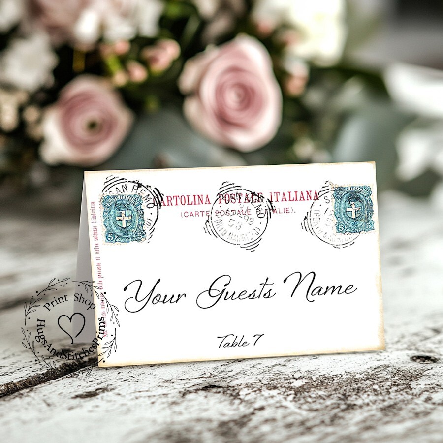 ITALY ITALIAN POSTCARD TENT STYLE WEDDING PLACE CARDS or TABLE CARDS #185