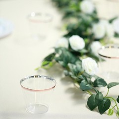 36 pcs 10 oz Clear with Rose Gold Rim Plastic Cups Disposable Tableware Wedding