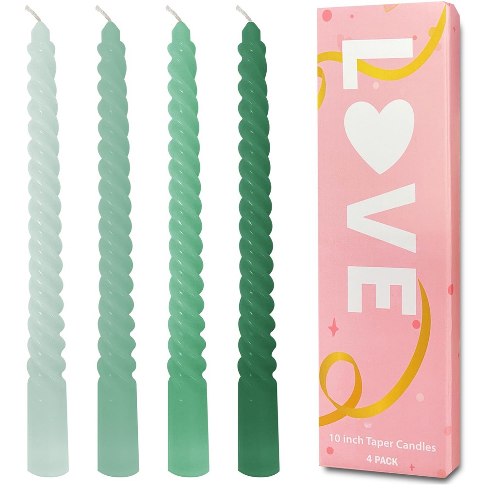 Topsics Green Taper Candles, 4 Pack 10 inches x 0.87 inches, Series