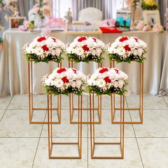 5pcs Gold Wedding Flower Stand Column for Table, Home Party Wedding Stage Decor