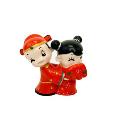 Chinese Couple Figurine Style Resin Bride And Groom Wedding Cake Topper Decors