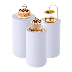 Wedding Pedestal Cylinder Stands Set of 3 White Acrylic Party Decor PVC Event