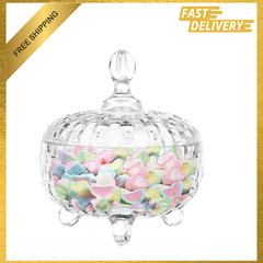 Large Glass Candy Dish with Lid 25.7oz Crystal Cookie Jar for Candy Nuts Fruits