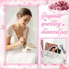 24 Pcs Bridal Shower Gifts for Guests Diamond Pens Rose Golden Crystal Ballpoint
