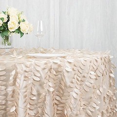 BalsaCircle 132-Inch Beige Taffeta Round Tablecloth Leaf 132″ (Round),