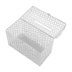 Elegant Wedding Card Box with Heart Lock, Clear Silver Design, 12.2″ x 6.3″