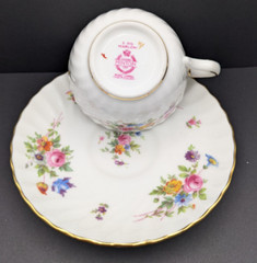 Minton Marlow S-309 England Floral Gold Trim Tea Cup & Saucer Set of four