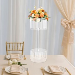 30*75cm Acrylic Flower Rack,2-tier Flower Stand With Hanging Pendants Forwedding