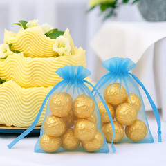25PCS Blue Organza Bags 5×7 inches, Sheer Mesh Jewelry Pouches, Organza Gift Bag