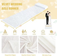 White Aisle Runner for Wedding Velvet Aisle Carpet 2FTx15FT Wedding Accessori…