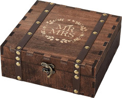 Bridal Shower Gifts Mr and Mrs Wedding Keepsake Box for Couples, Wooden Memory B