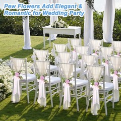 6Pcs Wedding Aisle Decorations Pew Flowers Chair Artificial Flowers Pink