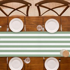 Buxiuer Sage Green and White Cabana Striped Table 13″ x 108″,