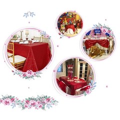 Juya Delight 60″ x 102″ Red Sequin Tablecloth x (Rectangular),